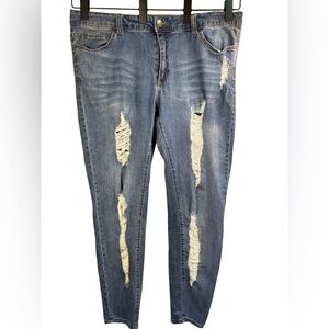 Forever 21 Distressed Light Blue Skinny Jeans 16